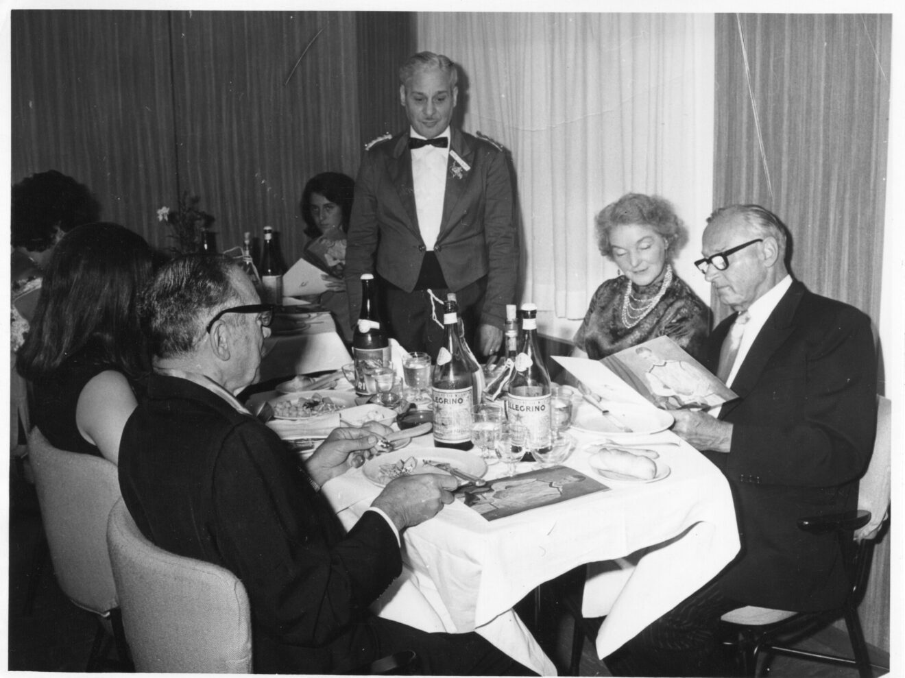 Ben Graham and his granddaughter dining on a Mediterranean/Black Sea cruise, 1967