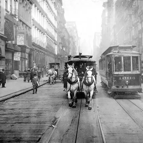 World's first streetcar, Lower Manhattan